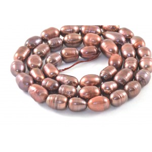 Cultured freshwater pearls rice 9mm bronze rose